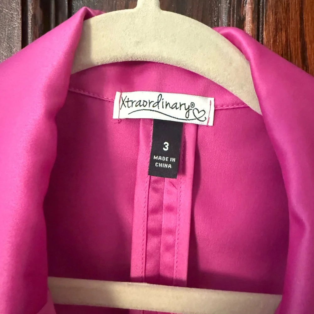 Xtraordinay Pink Pouf Sleeve Blazer Wrap Dress - Picture 6 of 6